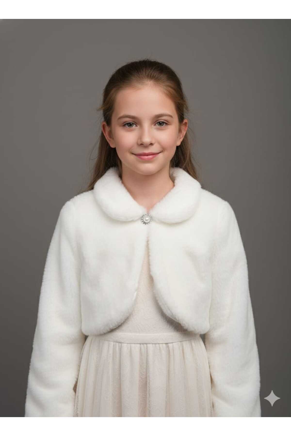 Yonca Çocuk  Esila Kids 4102-1 Kürklü Peluş Kız Çocuk Bolero - Görsel 2