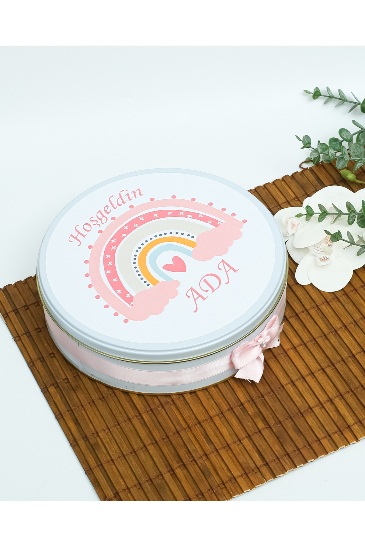 BUGİTO 100 Adet Pembe Gökkuşağı Temalı İsme Özel Hoşgeldin Kız Bebek Doğum Günü Hediyelik Çikolata fotoğrafı 5 (önizleme)