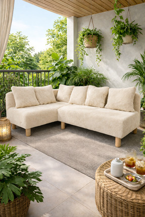 LOTUS PORT Köşe Takımı Gri Peluş Kumaş