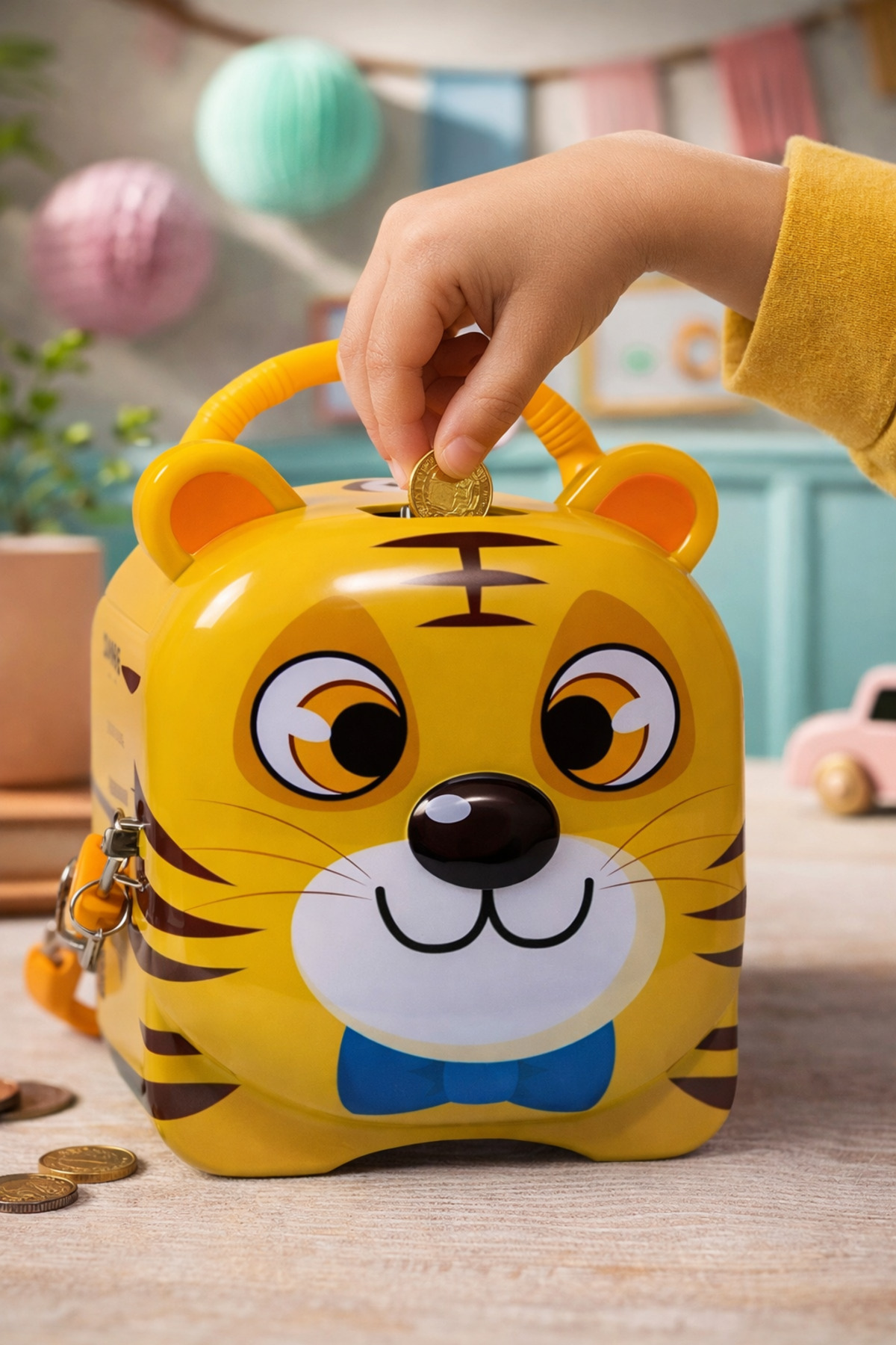 Teknoland Park Sevimli Sarı Aslanlı Kilitli Çocuk Kumbara - Para