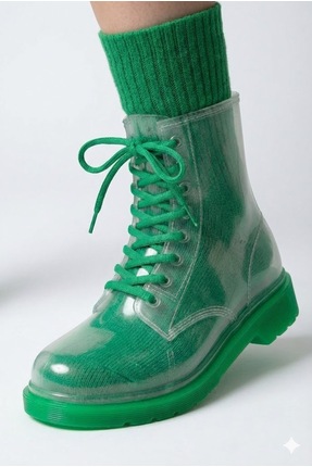 Frida Shoes Frida Kadın Şeffaf Su Geçirmez Bot 13400-yeşil Taban