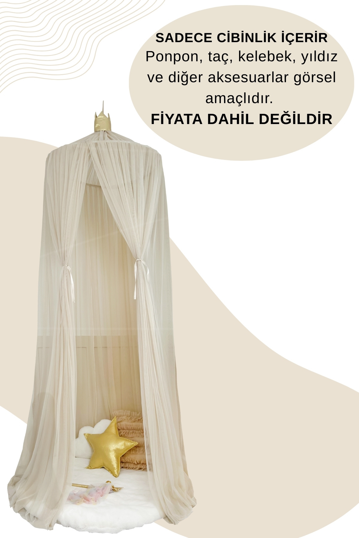 PAMUKA Tül Cibinlik Basic Beige fotoğrafı 2 (önizleme)