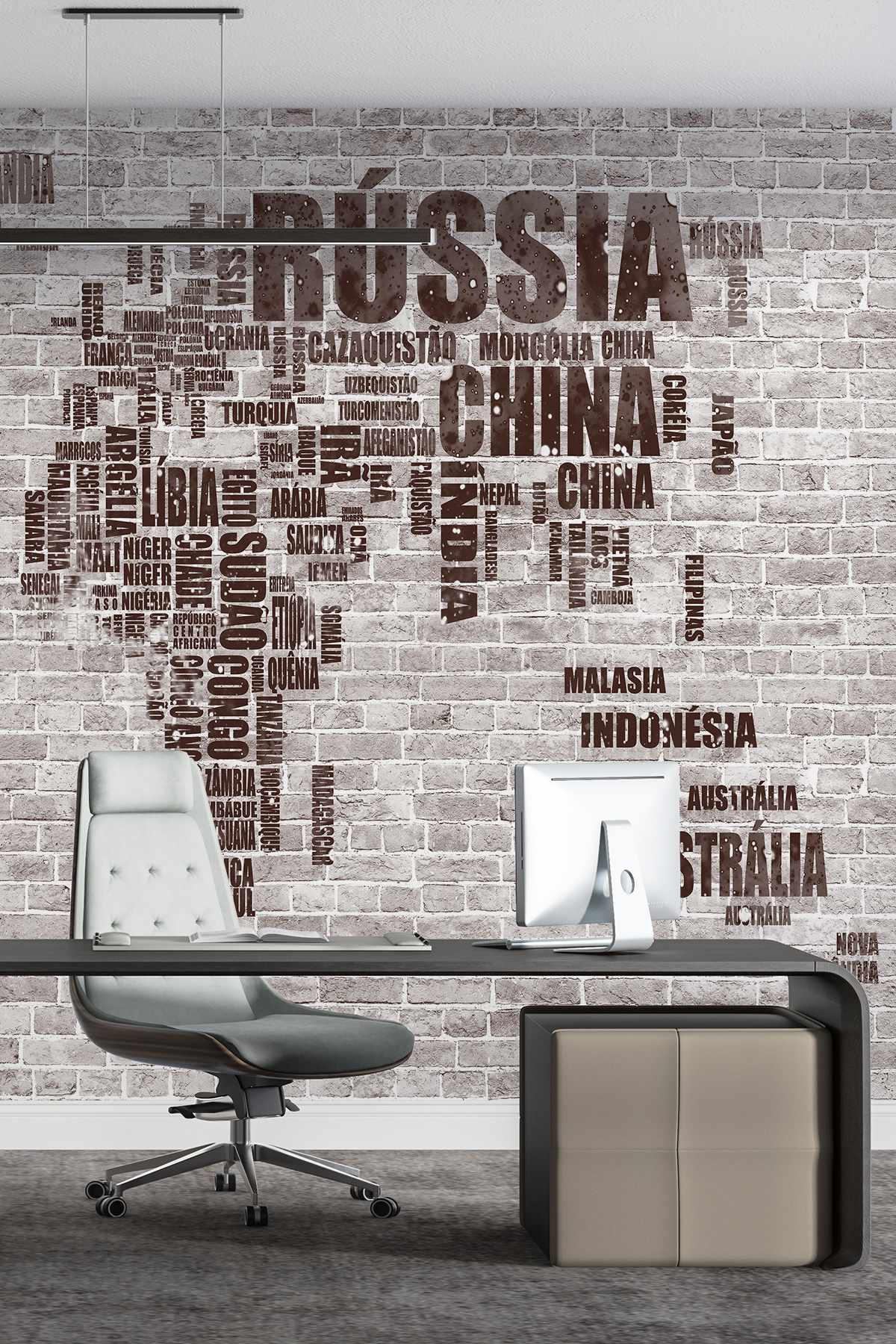 Wallpaper Brick Wall And Map Pattern Erasable Textile Wallpaper