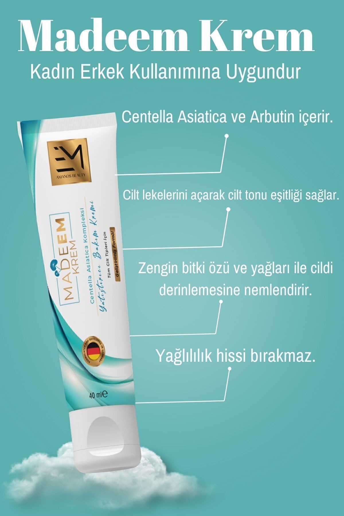 MADEEM Günlük Cilt Bakım Kremi Centella Asiatica Kantaron 40 ml — EM-MGBK — تصویر 7 از 9