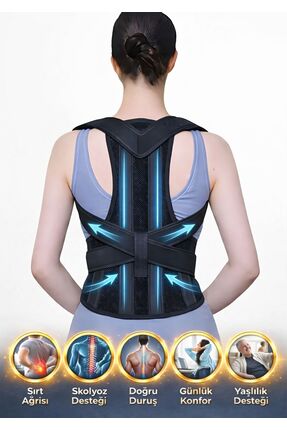 figiza CoreX Balenli Medikal Dik Duruş Omuz-sırt-bel Korsesi Kadın-Erkek Kamb...