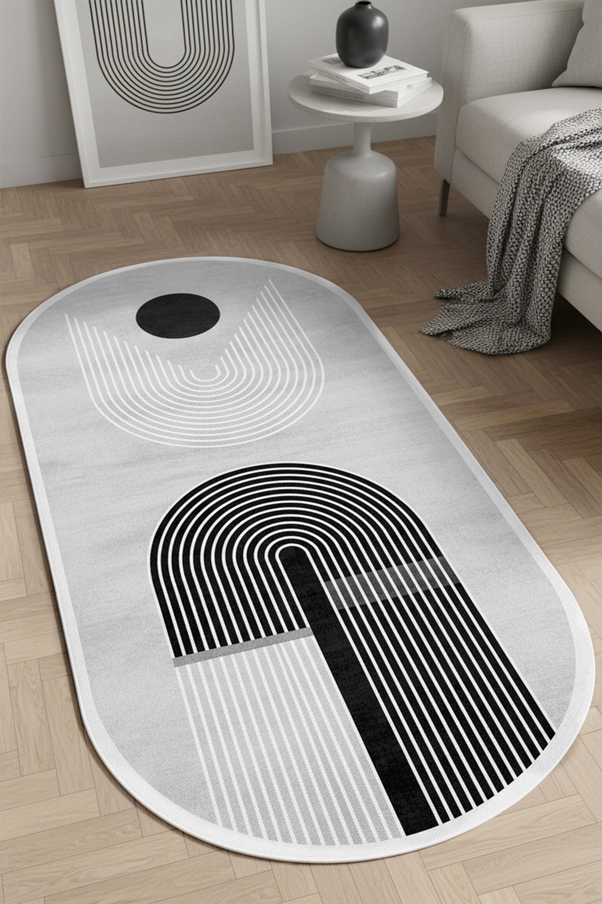 Machine washable anti-slip base stain-resistant oval bohemian kitchen rug living room carpet and runner
