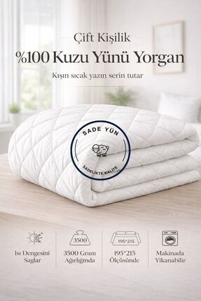 Sade Yün Çift Kişilik %100 Kuzu Yünü Yorgan