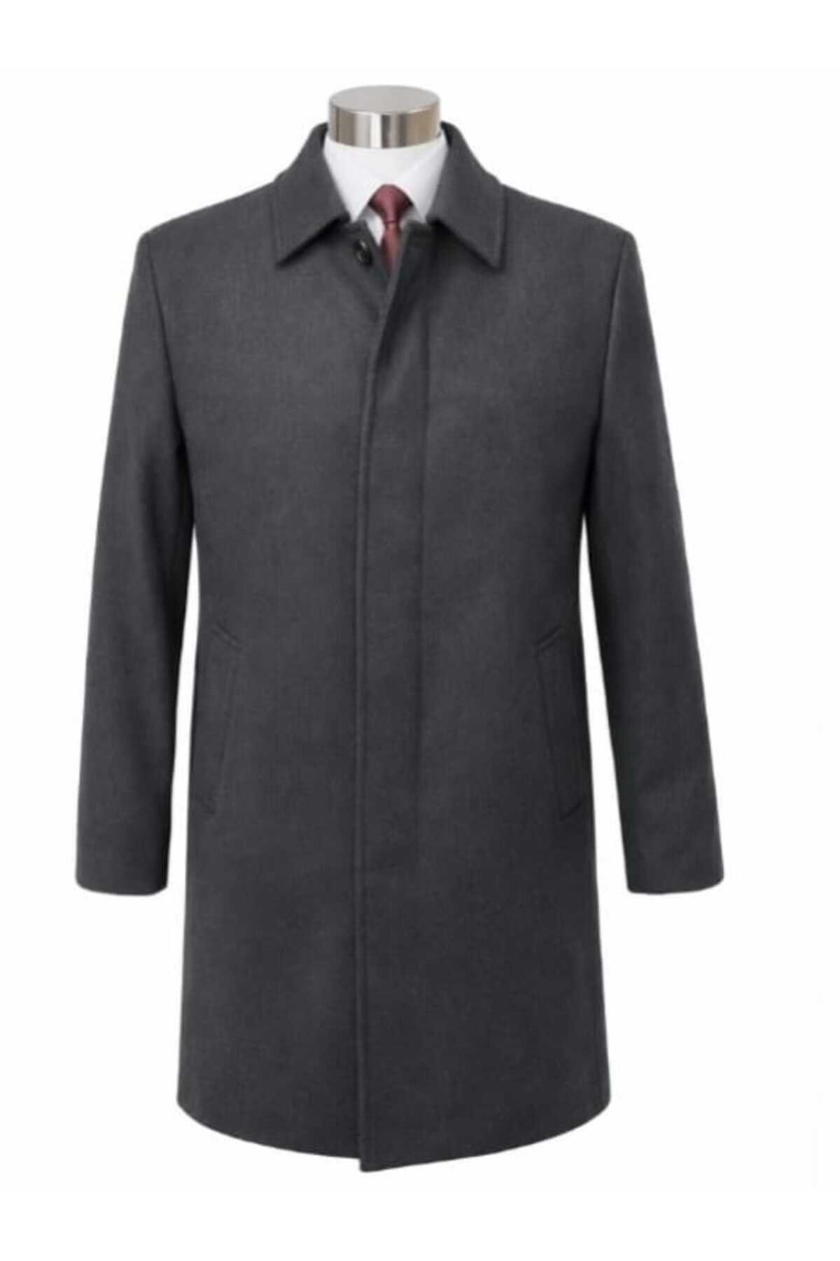 BYBEYEMS GİYİM  BEYEMS GÜNLÜK KLASİK FÜME (GRİ) BATTAL ERKEK PALTO - Görsel 5
