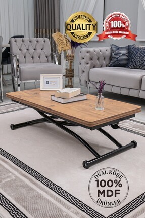 SEHPAM AKILLI Akıllı Sehpa Juppo Üst Tabla Mdf Efesçam Oval Köşe Alt Ayak Siy...