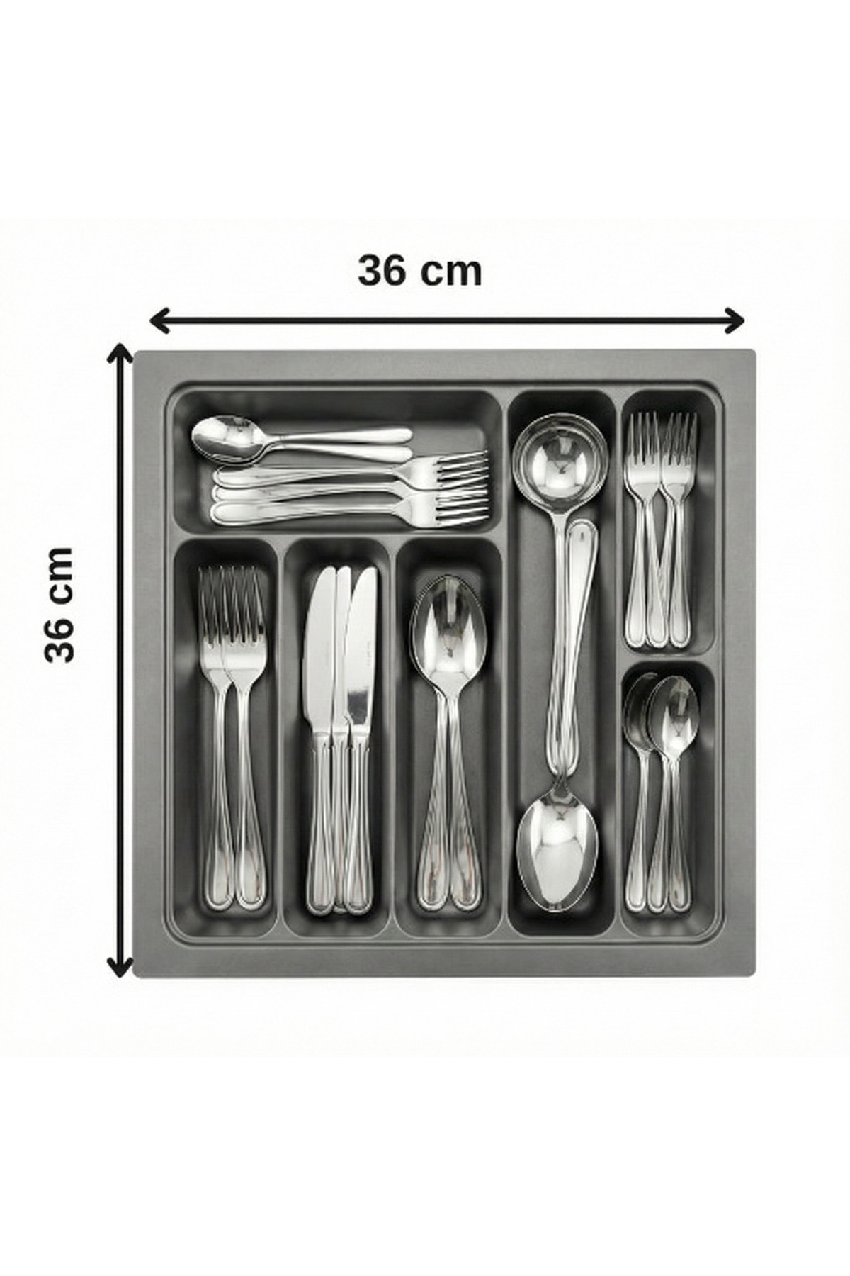 36x36 In-Drawer Anthracite Spoon Holder Free Cutting (can be cut up to 33x32.5 Cm)