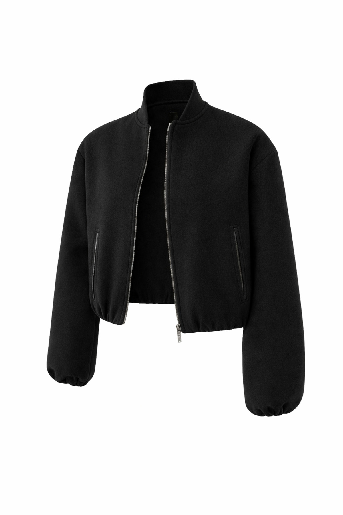 ECK MODA Women's Melton Bumber Zipper Detail Pocketed Short Jacket