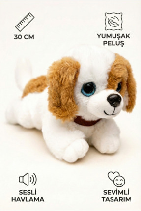 viyolmarketim Peluş Sesli Yavru Köpek 30 cm – Havlayan Yumuşak Peluş Oyuncak ...