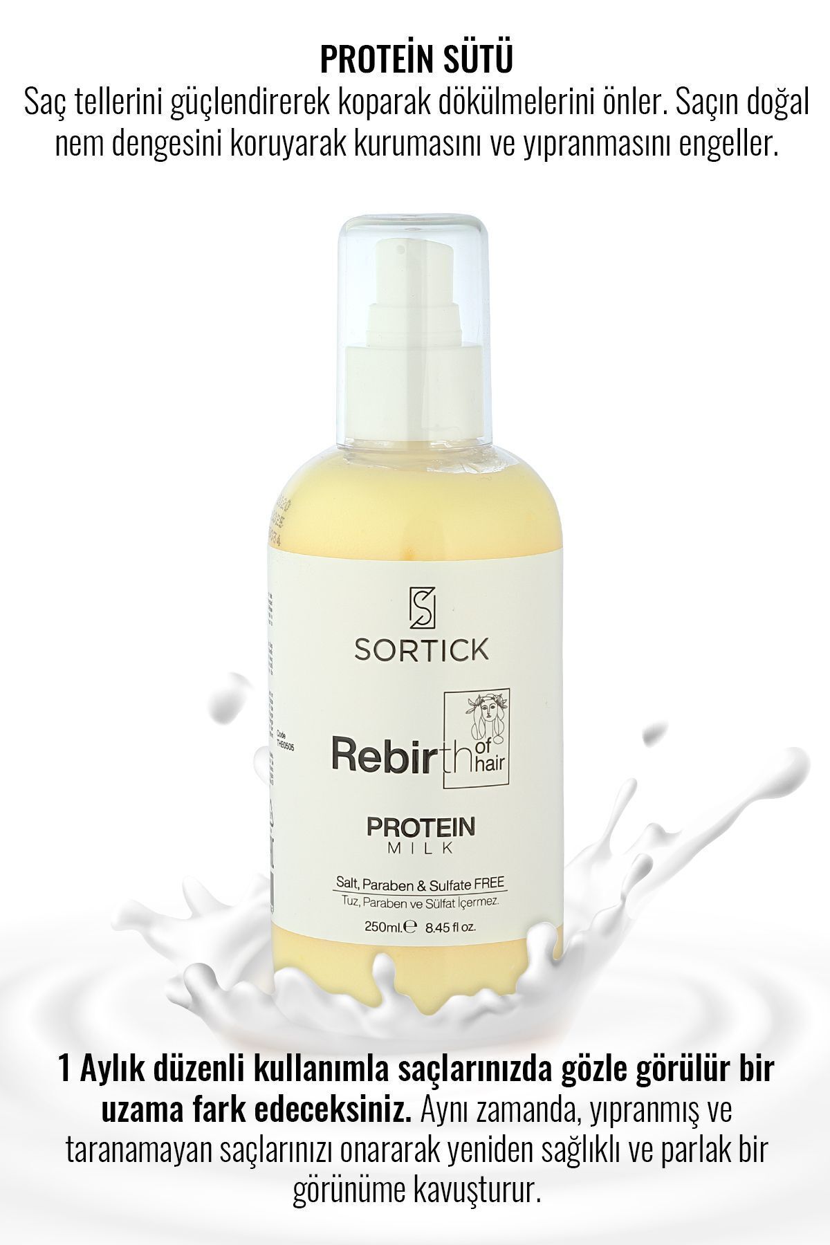 Protein Sütü Durulanmayan Yoğun Nem ve Güçlendirici Bakım Sütü 250ml — THE0505 — تصویر 4 از 5