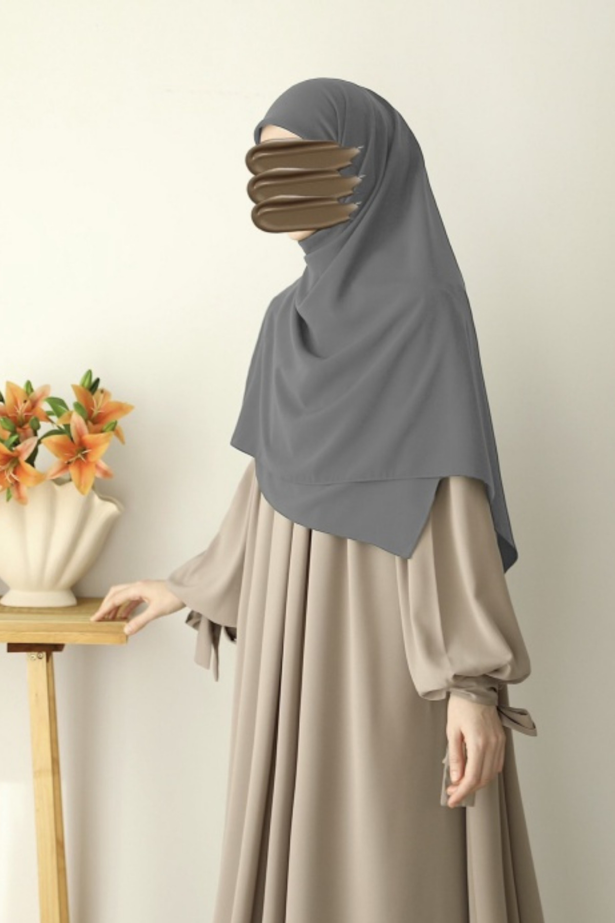 Hijab Medina Silk Scarf 120x120 Smoked