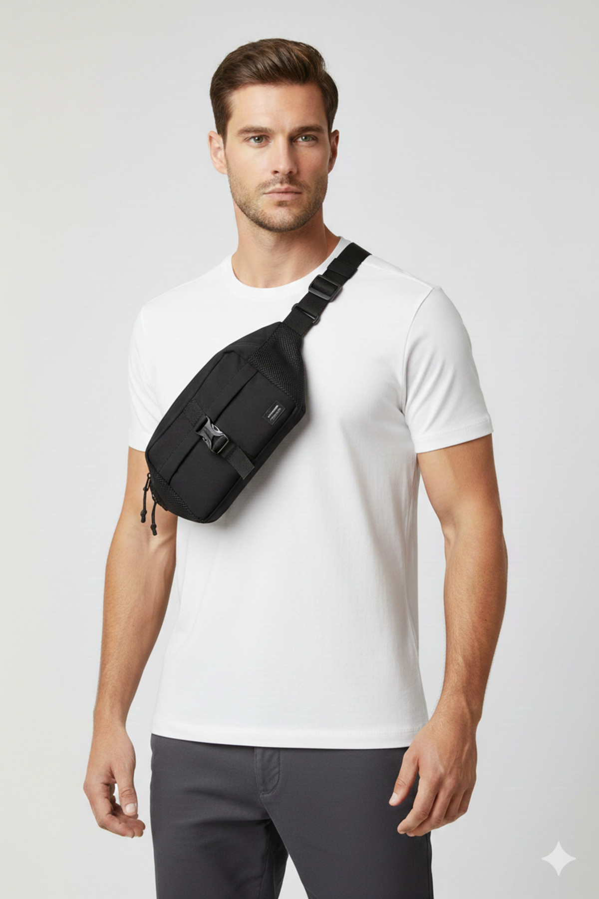 جک اند جونز کیف کمری مردانه مشکی Ashford Mesh Freebag کد 12233476