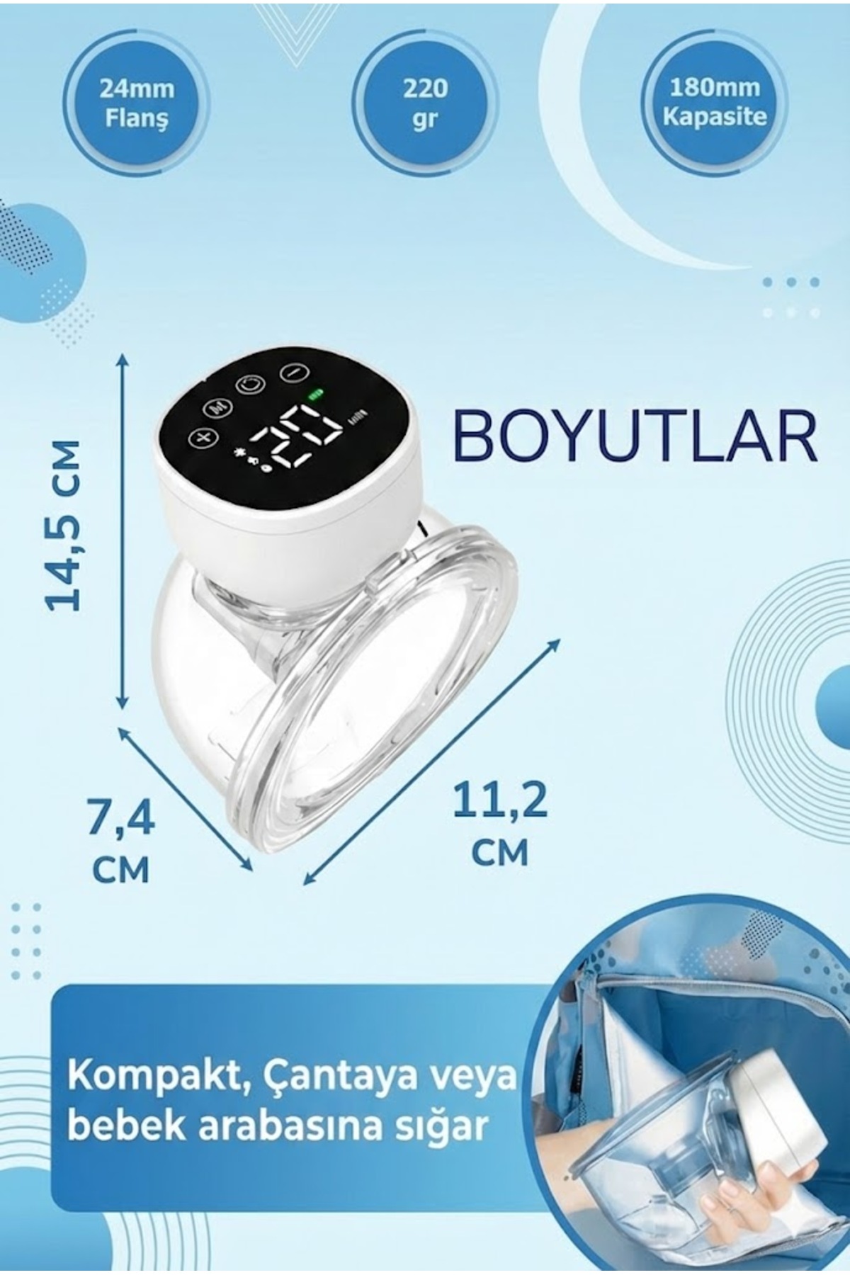 Babyhope My-376 Şarjlı Giyilebilir Elektrikli Göğüs Pompası Sessiz Ve Elleri Serbest Kullanım fotoğrafı 3 (önizleme)