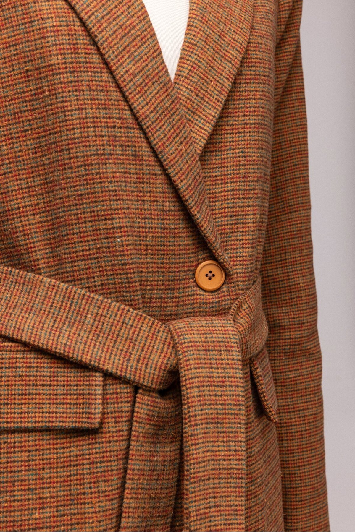 Saade  Premium Kuşaklı Cep Detaylı Blazer Dokuma Ceket - Görsel 4