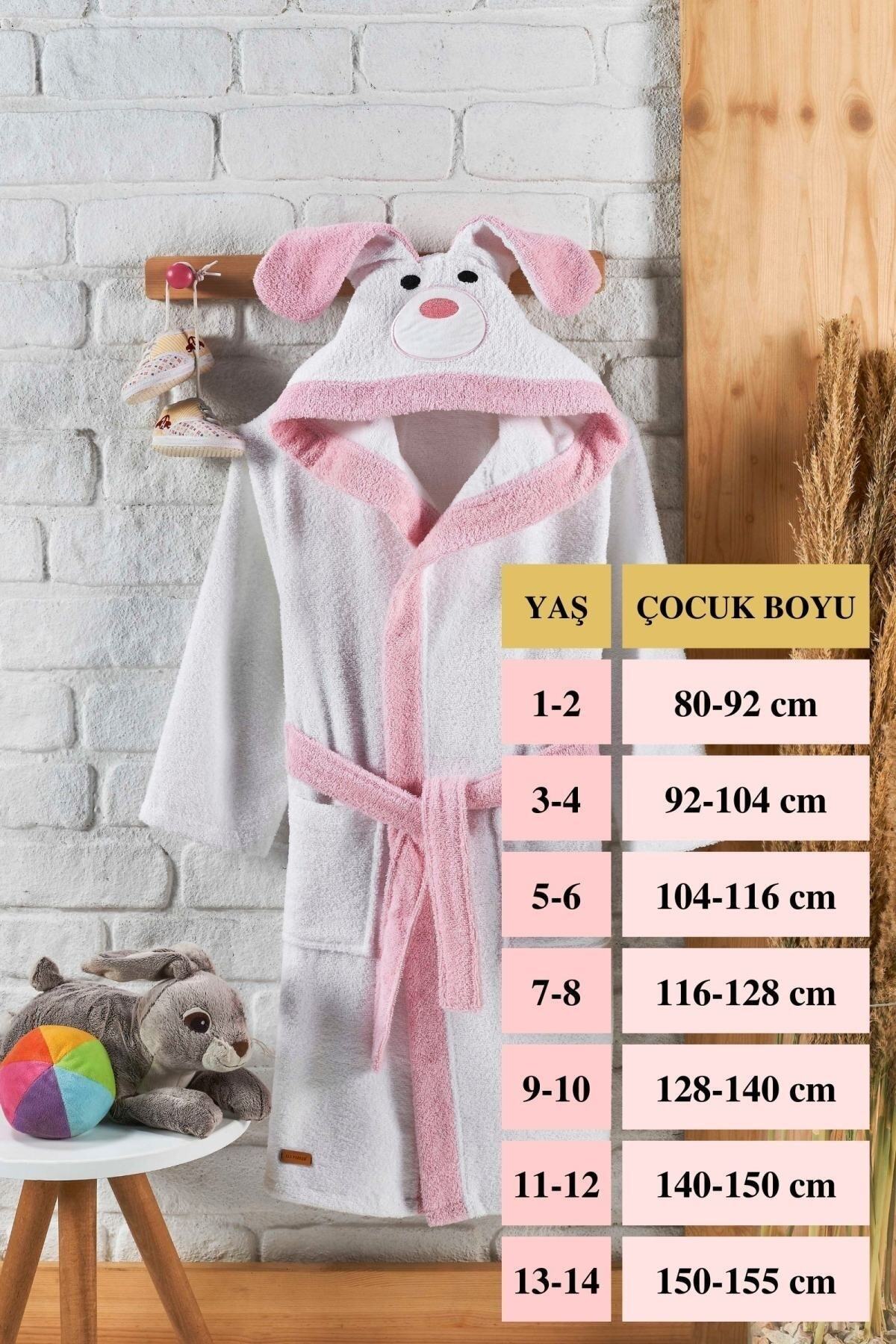 ELY PARKER Kapşonlu Çocuk Bornoz Pamuklu Su Emici Köpek Kız Bornozu fotoğrafı 7 (önizleme)