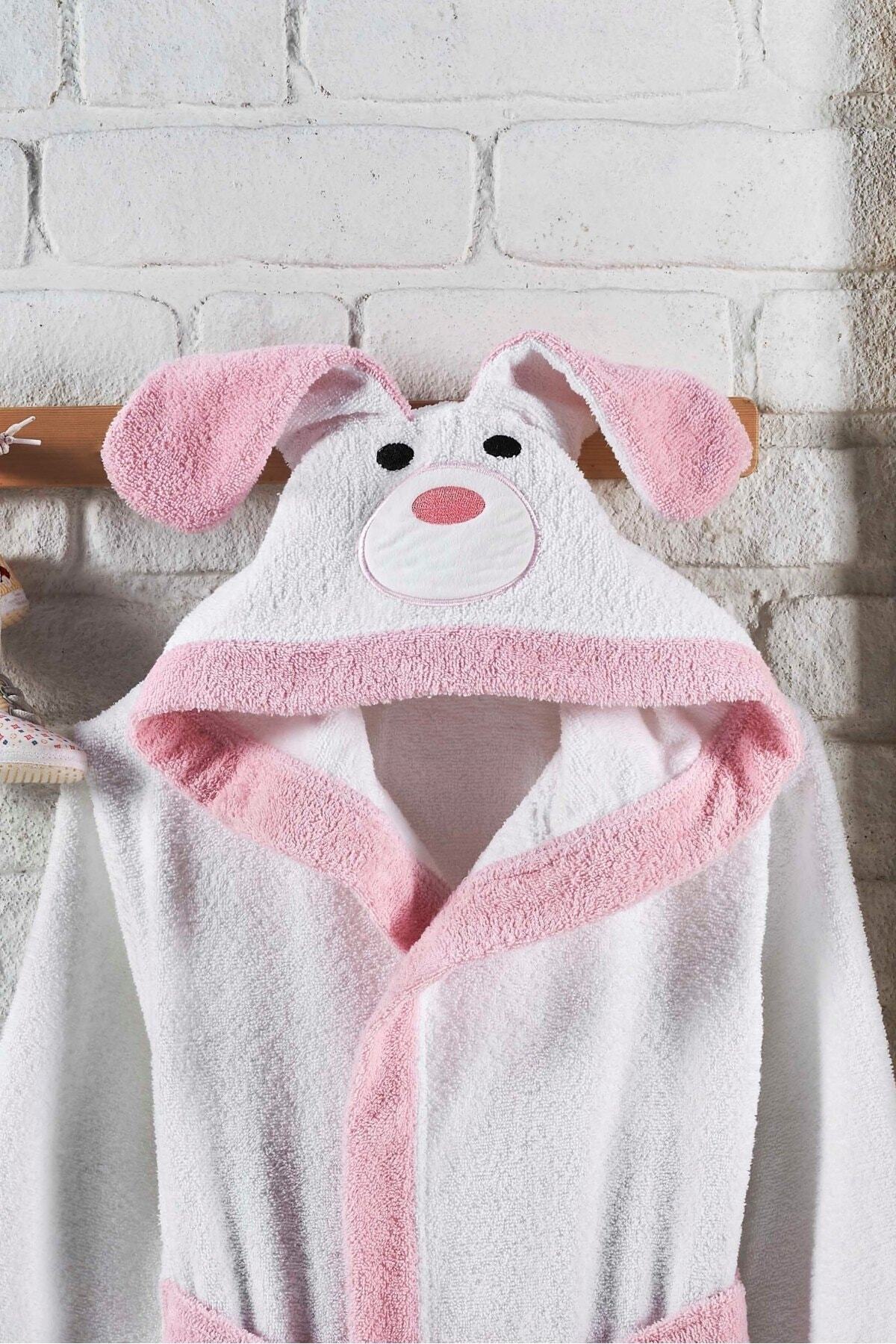 ELY PARKER Kapşonlu Çocuk Bornoz Pamuklu Su Emici Köpek Kız Bornozu fotoğrafı 3 (önizleme)