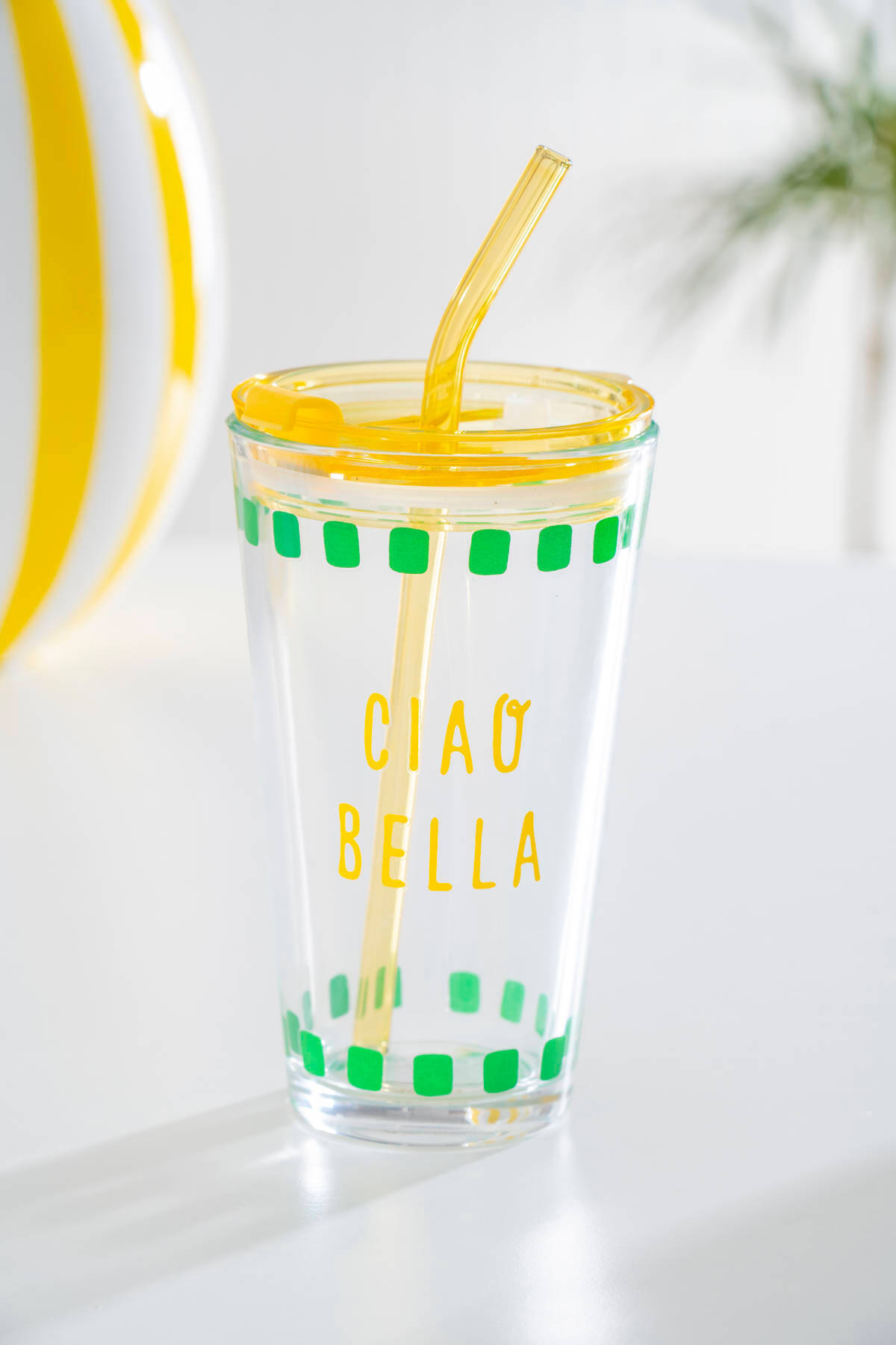 ACAR Vicenza Pipetli Cam Bardak Sarı - 400 ml