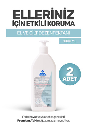 AQUASEPTICA (2 ADET) El ve Cilt Dezenfektanı 1000 ml – Durulama Gerektirmeyen...