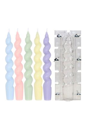 Şenhomee Mum kalıbı Poli Karbon Şamdanlık Spiral Burgulu Uzun 20 cm