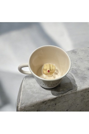 Hals Seramik Yazılı İçi Süprizli El Yapımı Seramik Hediyelik Kupa