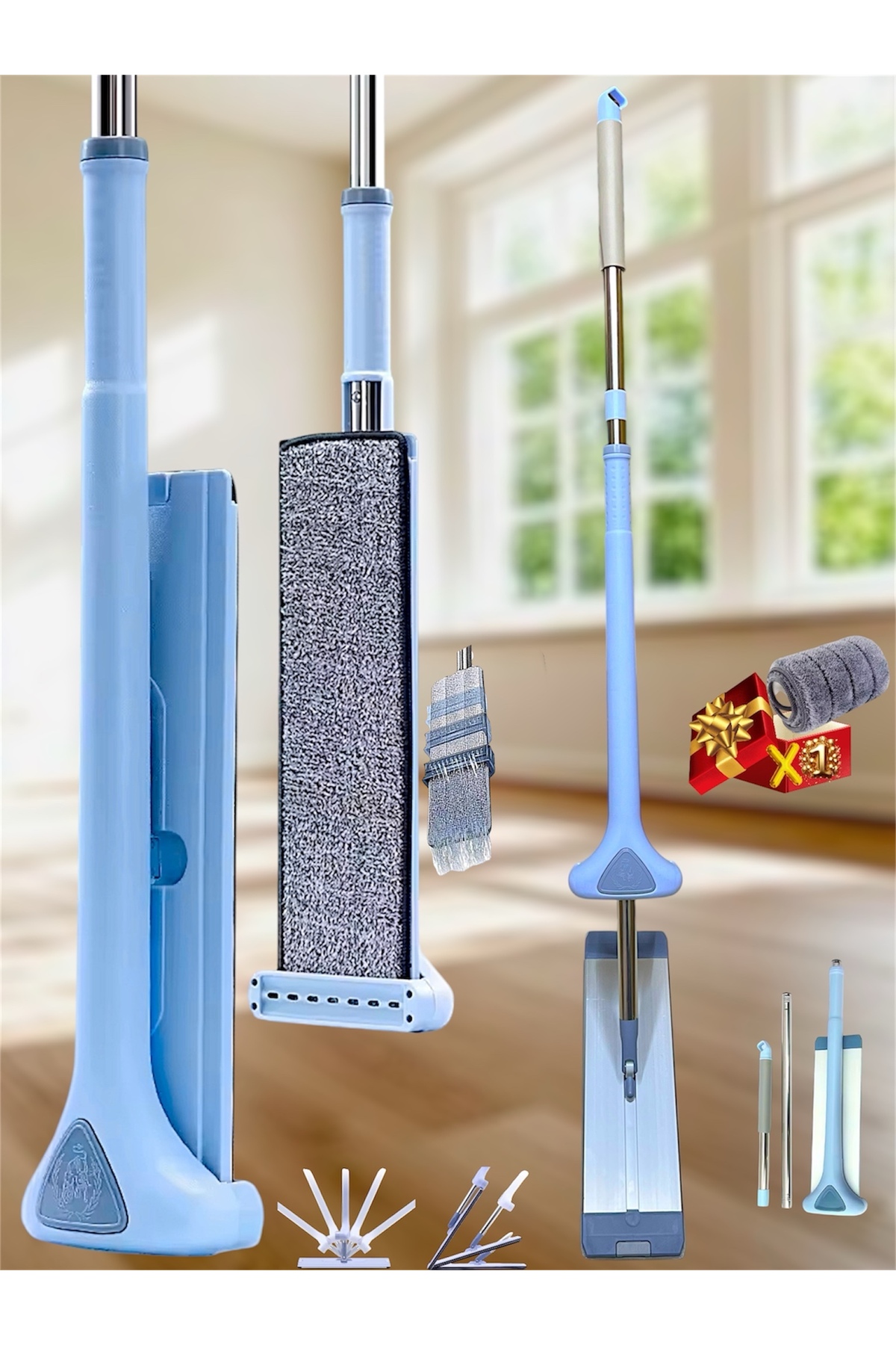 moppiページ Hansel LÜX Kendinden Sıkmalı Mikrofiber Mop Kendini Temizleyen