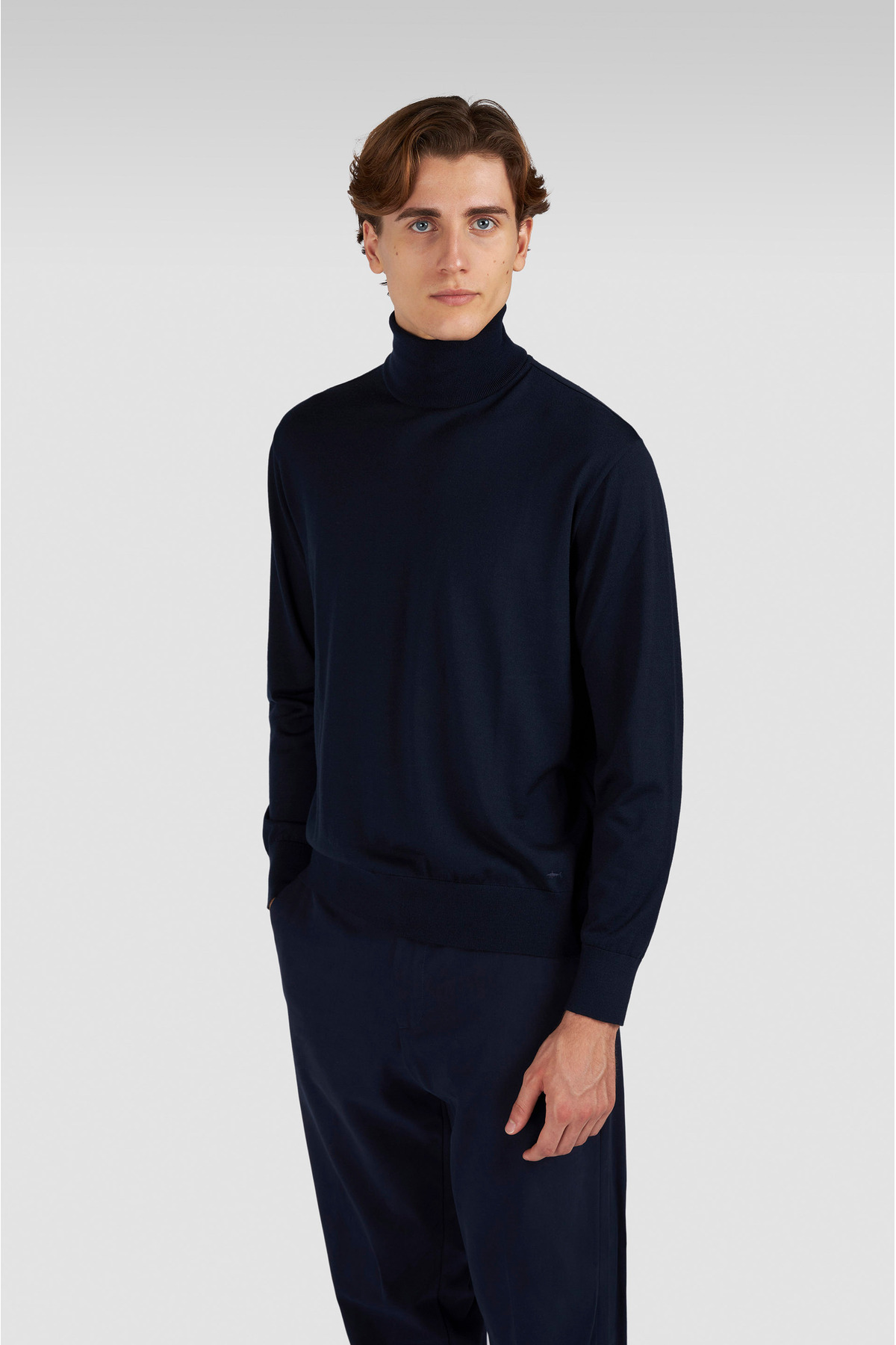 پال اند شارک ژاکت بافتنی مردانه یقه اسکی راحت، ترکیبی از پنبه و رنگ آبی، کد 99311029-050