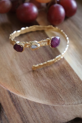 suayjewellery Altın kaplama inci ve safir birleşimi bileklik