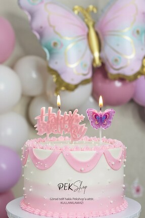 PEKSHOP Kelebek Tema Happy Birthday Mum Seti 2li