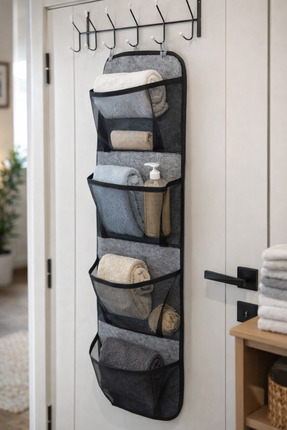 MultiTrendy Gri Kapı Arkası Organizer Hurç 4 Cepli Asılabilir Dolap İçi Düzen...