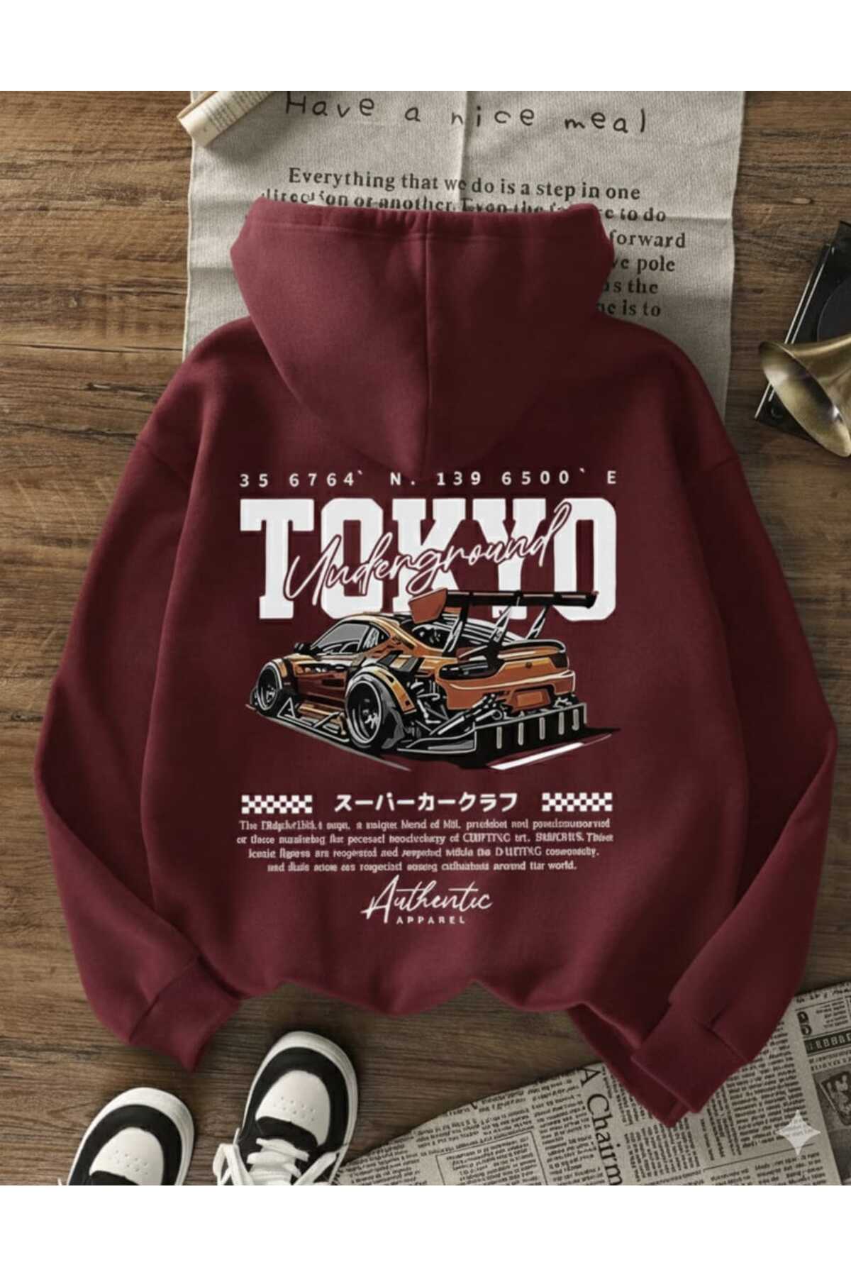 COHERENT Unisex Kadın/Erkek UNDERGRAUND Özel Baskılı Renkli Oversize KAPÜŞONLU Pamuklu Sweatshirt