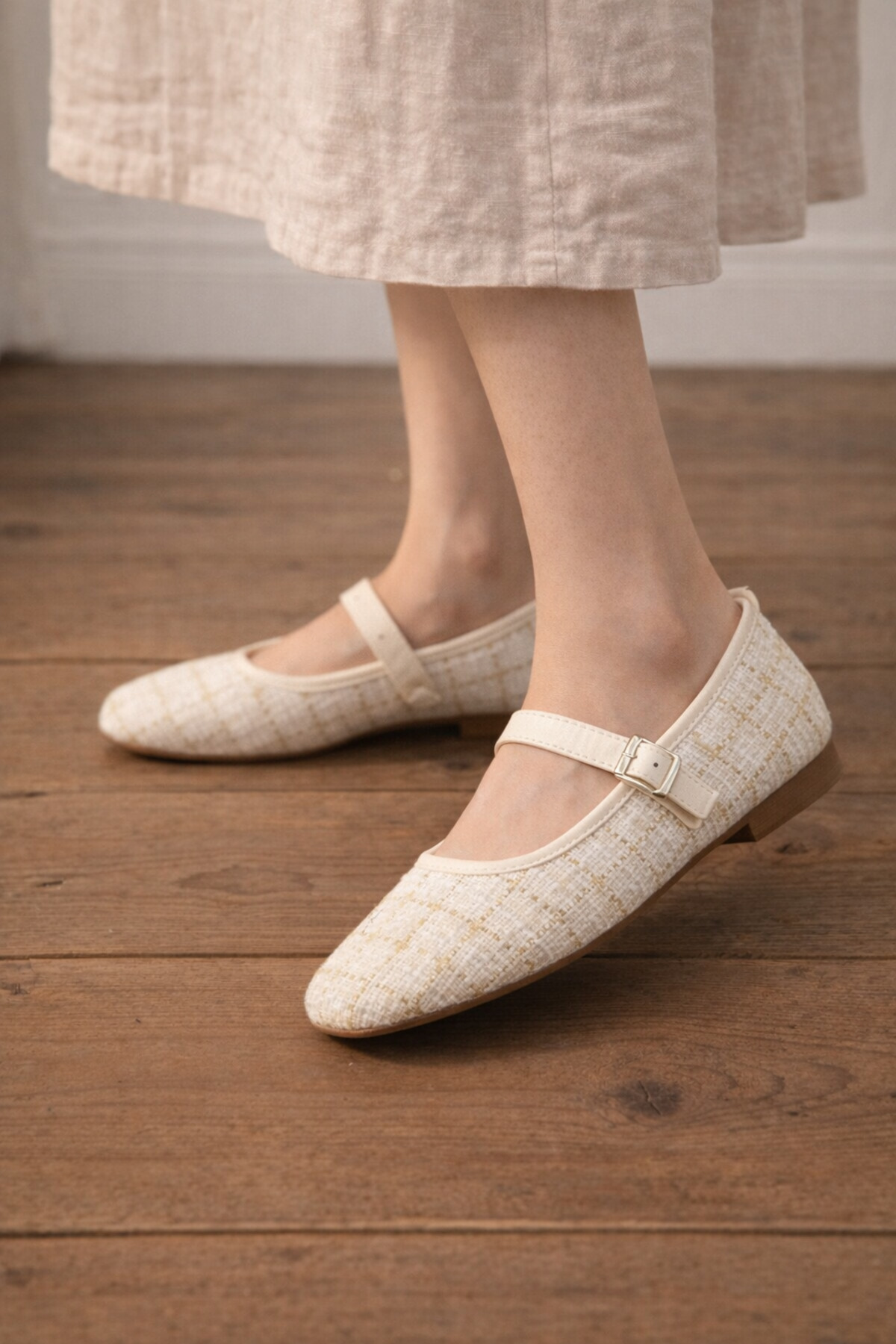 ZARICH  Demo Kadın Tüvit Kumaş Tokalı Günlük Rahat Taban Ortopedik Zarif Babet - Görsel 2