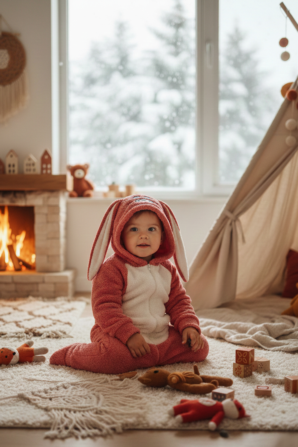 MAHFEL Welsoft Kırmızı Desenli Kışlık Peluş Uyku Tulumu 1–6 Yaş fotoğrafı 2 (önizleme)