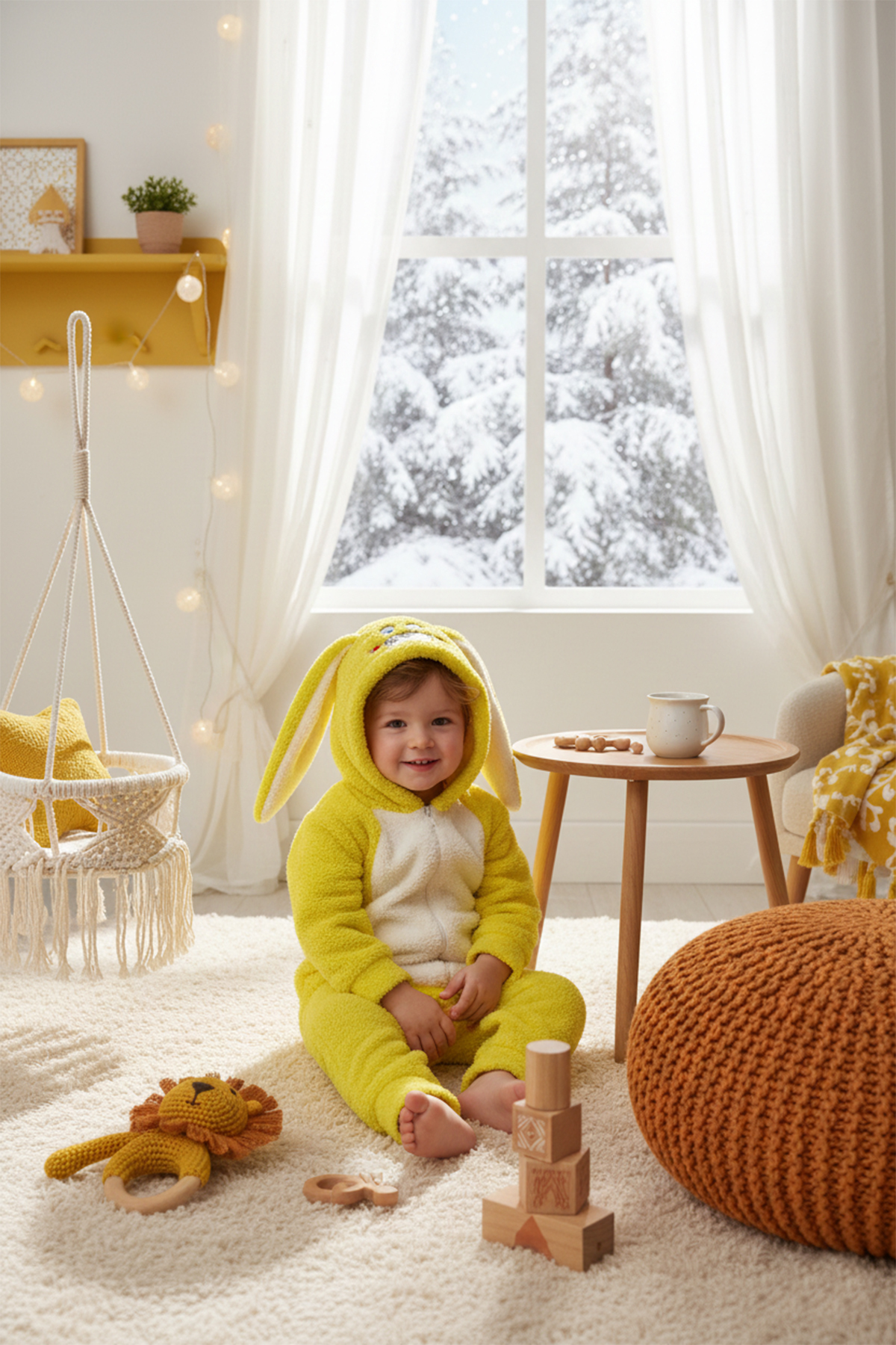 MAHFEL Welsoft Sarı Desenli Kışlık Peluş Uyku Tulumu 1–6 Yaş fotoğrafı 2 (önizleme)