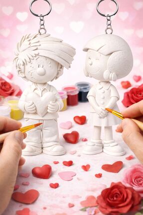 PRİNTELLA Cedric & Chen Anahtarlık Boyama Seti / Sevgililer Günü Hediyesi – 2...