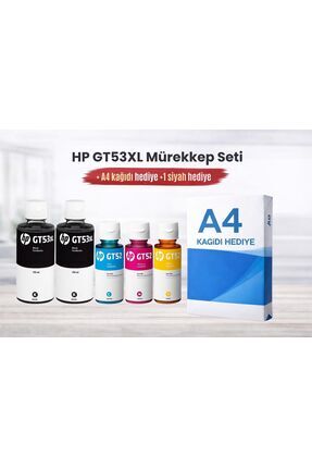 HP Gt53xl-gt52 Siyah Ve Renkli Orjinal Mürekkep Takımı 1 Siyah Hediye Bk135cy...