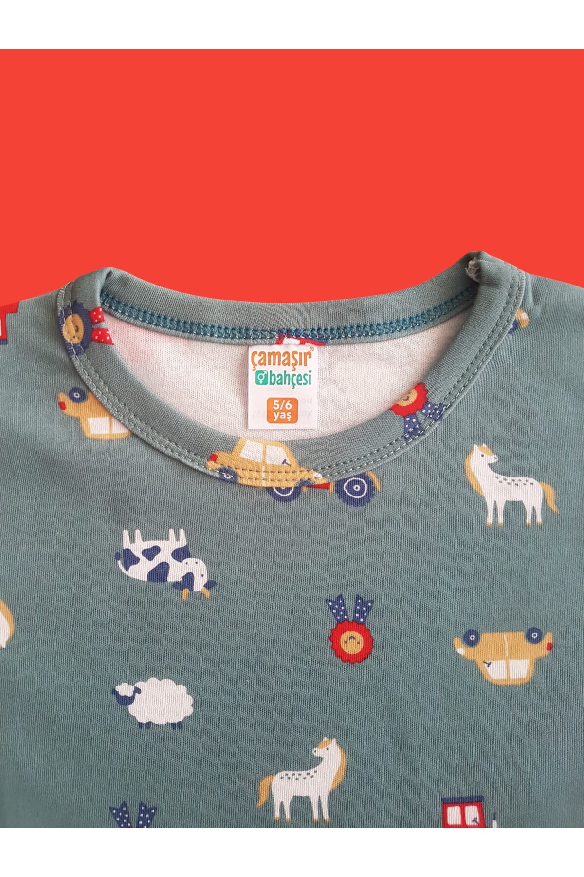 çamaşır bahçesi kendinize iyi bakın Uzun Kollu Desenli Çocuk Pijama Takım #baskılıçocukpijamatakım #çamaşırbahçesi #koyundesenlipijama fotoğrafı 6 (önizleme)