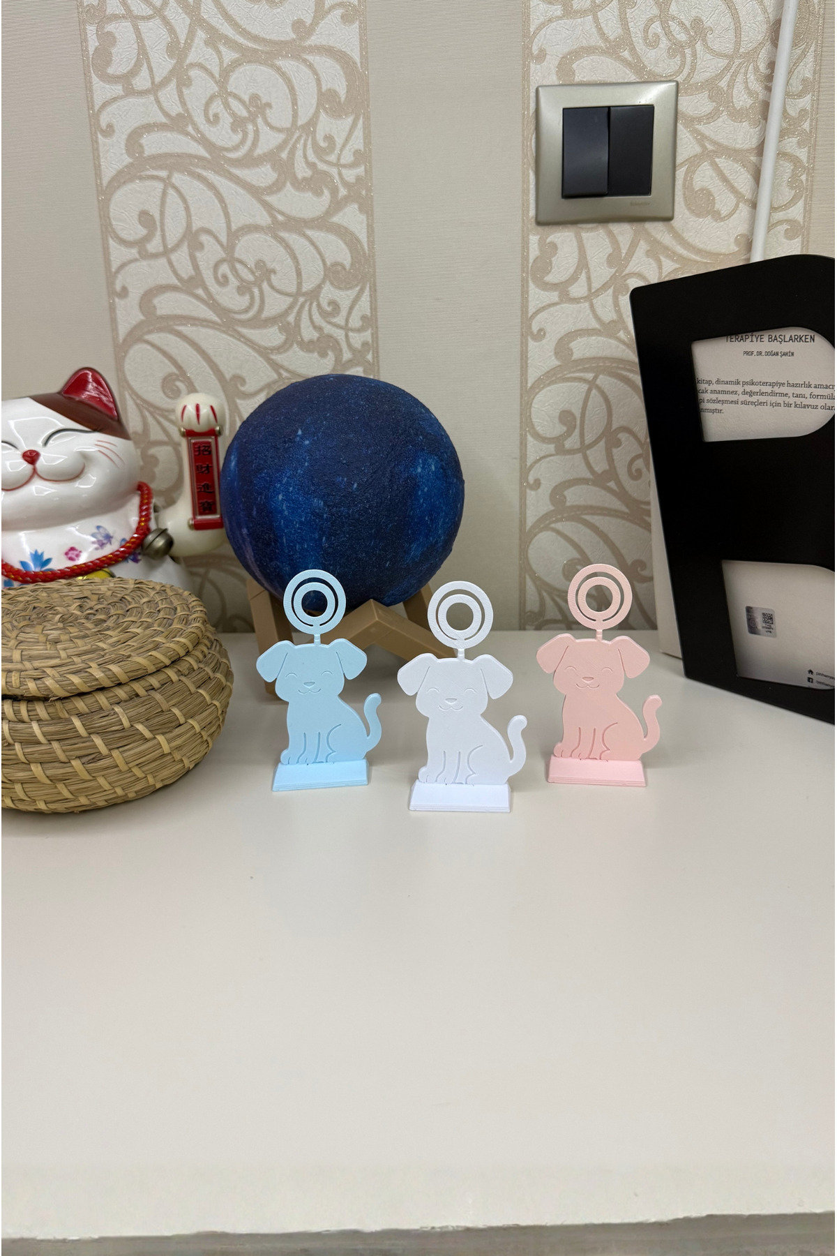 hobier 3 Adet Köpek Figürlü Beyaz, Mavi, Pembe Fotoğraf Tutucu Seti Bebek & Hatıra Fotoğraf Standı fotoğrafı 7 (önizleme)