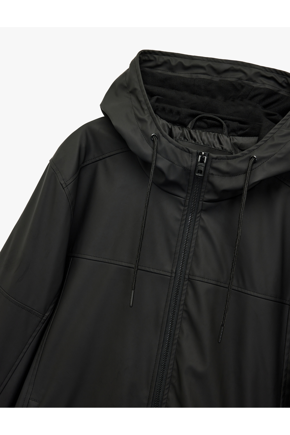 Koton  Uzun Kollu Fermuarlı Cep Detaylı Su İtici Kapşonlu Yağmurluk - Görsel 5