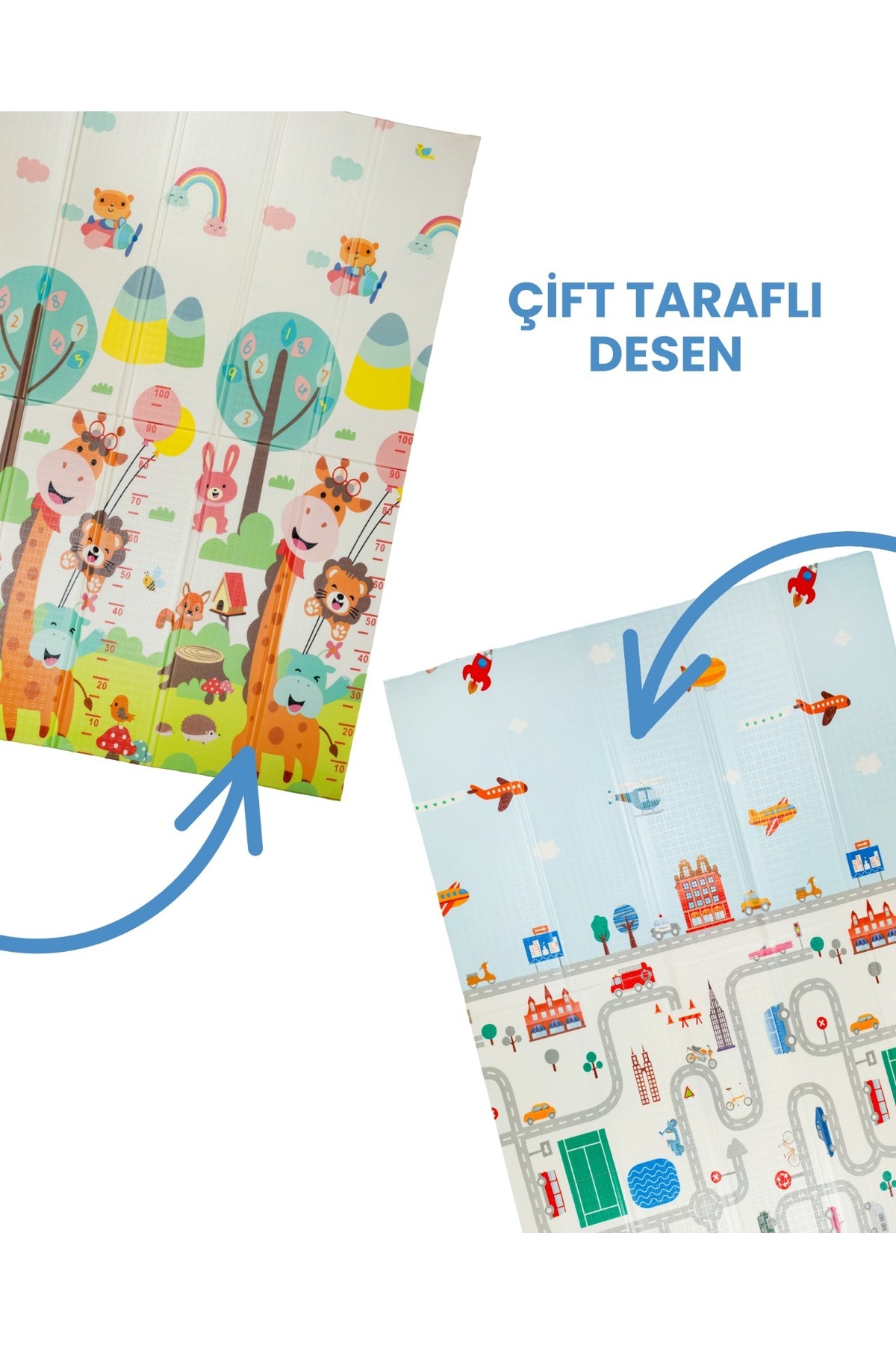 Happy Katlanabilir Çift Taraflı Premium Oyun Matı - Halısı 150x200cm fotoğrafı 5 (önizleme)