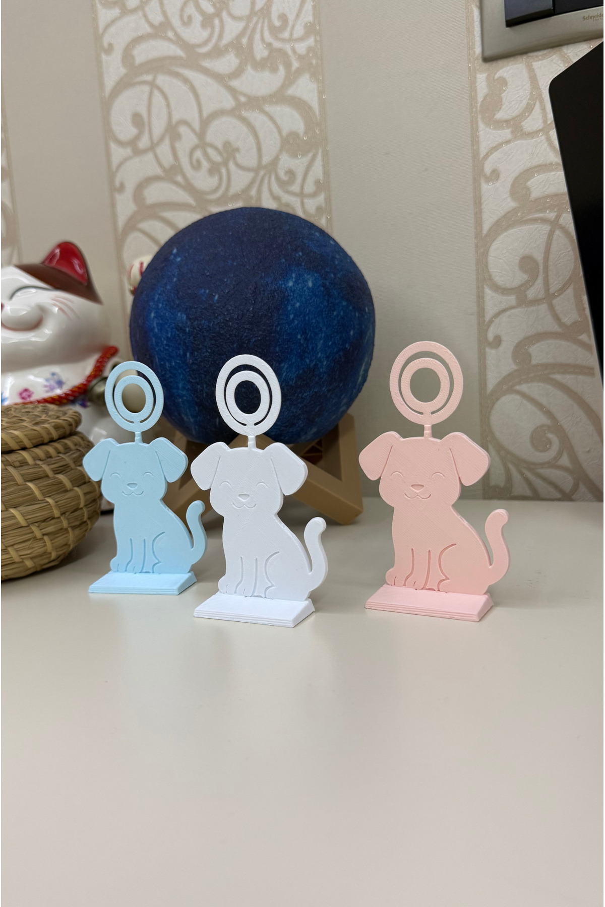 hobier 3 Adet Köpek Figürlü Beyaz, Mavi, Pembe Fotoğraf Tutucu Seti Bebek & Hatıra Fotoğraf Standı fotoğrafı 4 (önizleme)