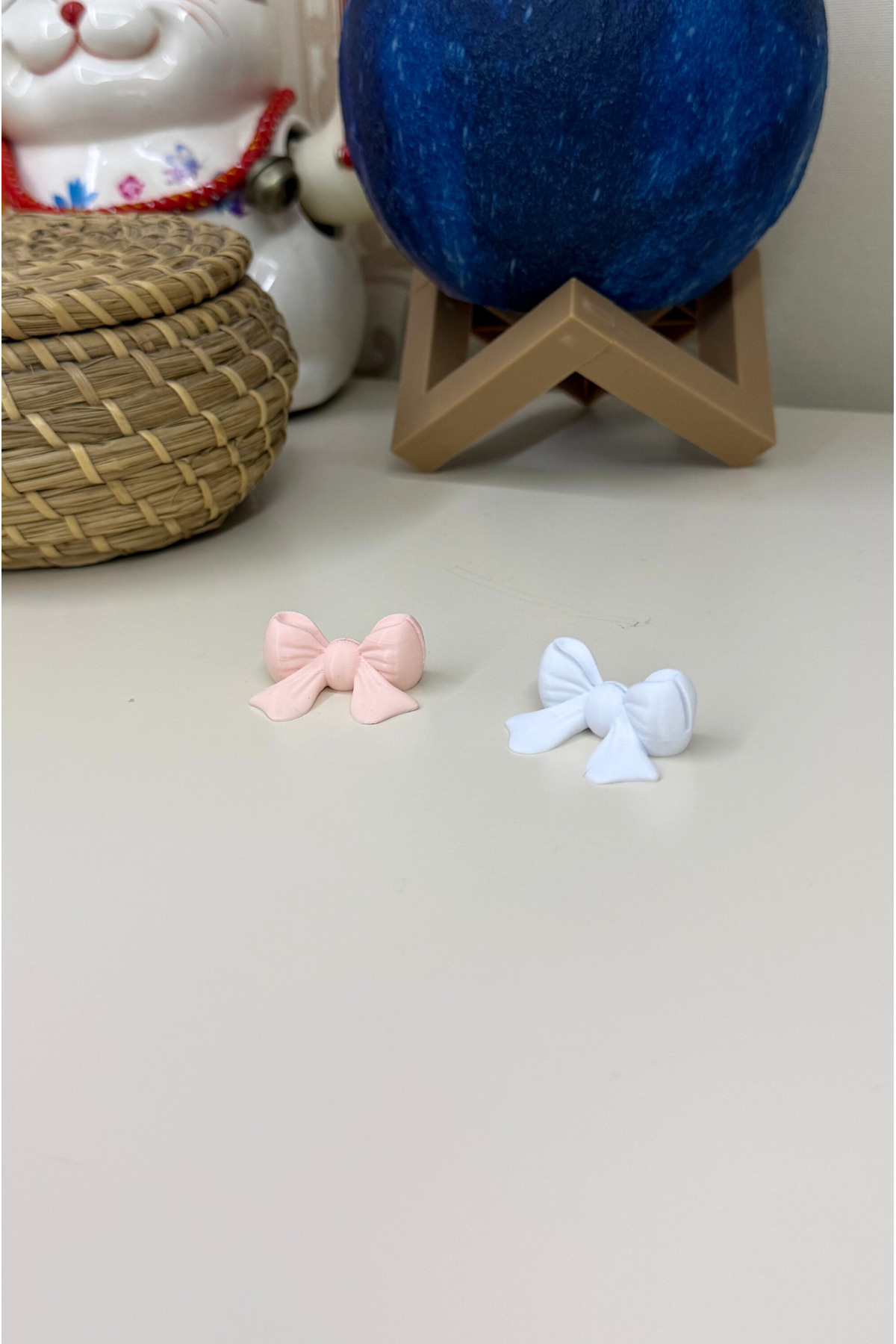 hobier 2 Adet Pastel Pembe, Beyaz Kurdele Tasarımlı Fotoğraf Tutucu, Hatıra, Anı, Çocuk, Bebek Odası fotoğrafı 3 (önizleme)