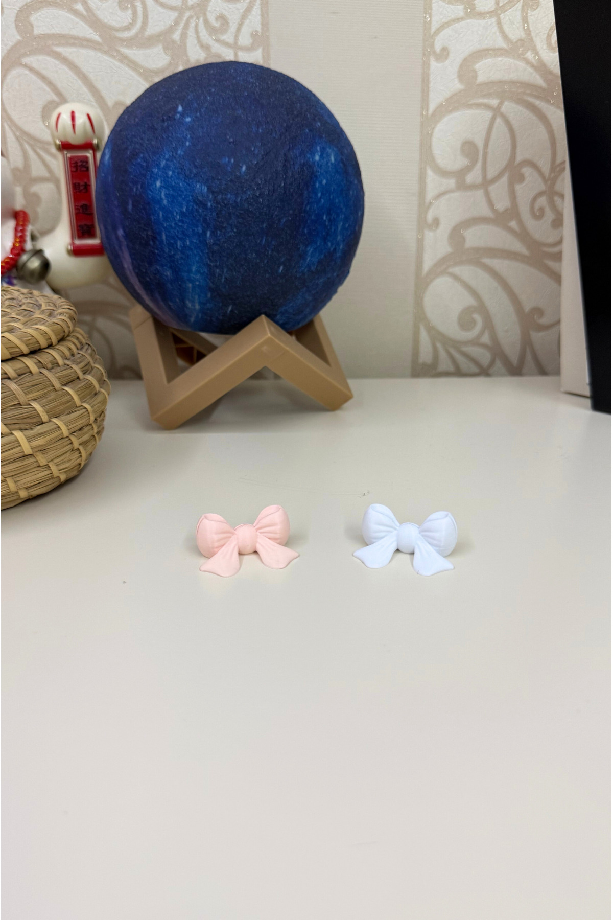 hobier 2 Adet Pastel Pembe, Beyaz Kurdele Tasarımlı Fotoğraf Tutucu, Hatıra, Anı, Çocuk, Bebek Odası fotoğrafı 5 (önizleme)