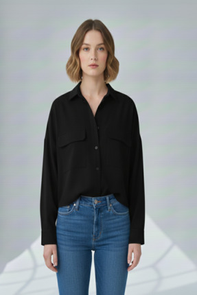 Black project OVERSİZE CEPLİ GÖMLEK SİYAH-1