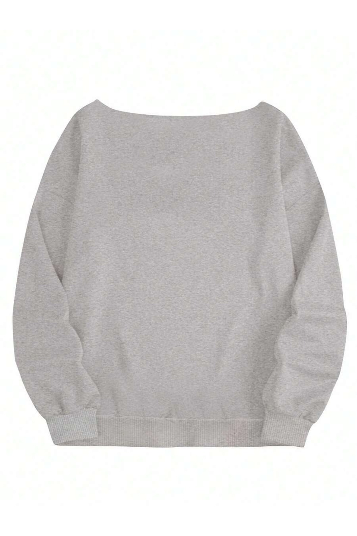 OVER HEAD  Kadın Oywouos Baskılı Kayık Yaka Oversize Sweatshirt - Görsel 4