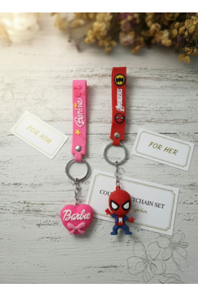 AXSENTRA Çiftlere Özel Barbie & Spiderman Anahtarlık