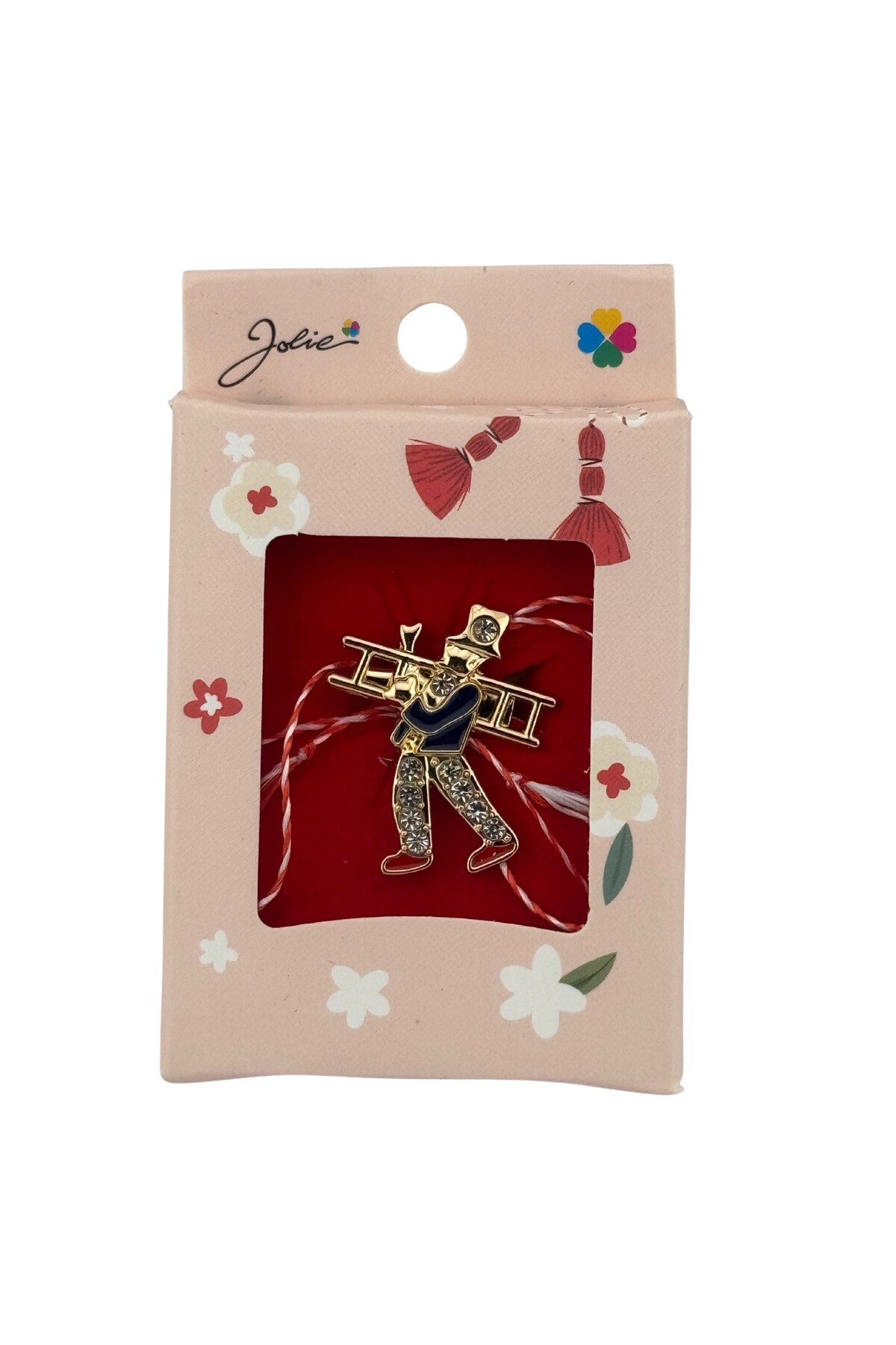 Flippy Малка брошка Martisor в кутия, размер на брошката 2.5-3 см, метален ма...