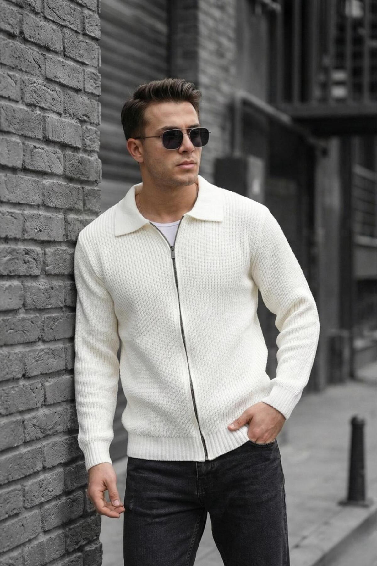 Mams Erkek Slim Fit Fermuarlı Polo Yaka Ribanalı Triko Hırka — مشکی hiltimams — تصویر 3 از 3